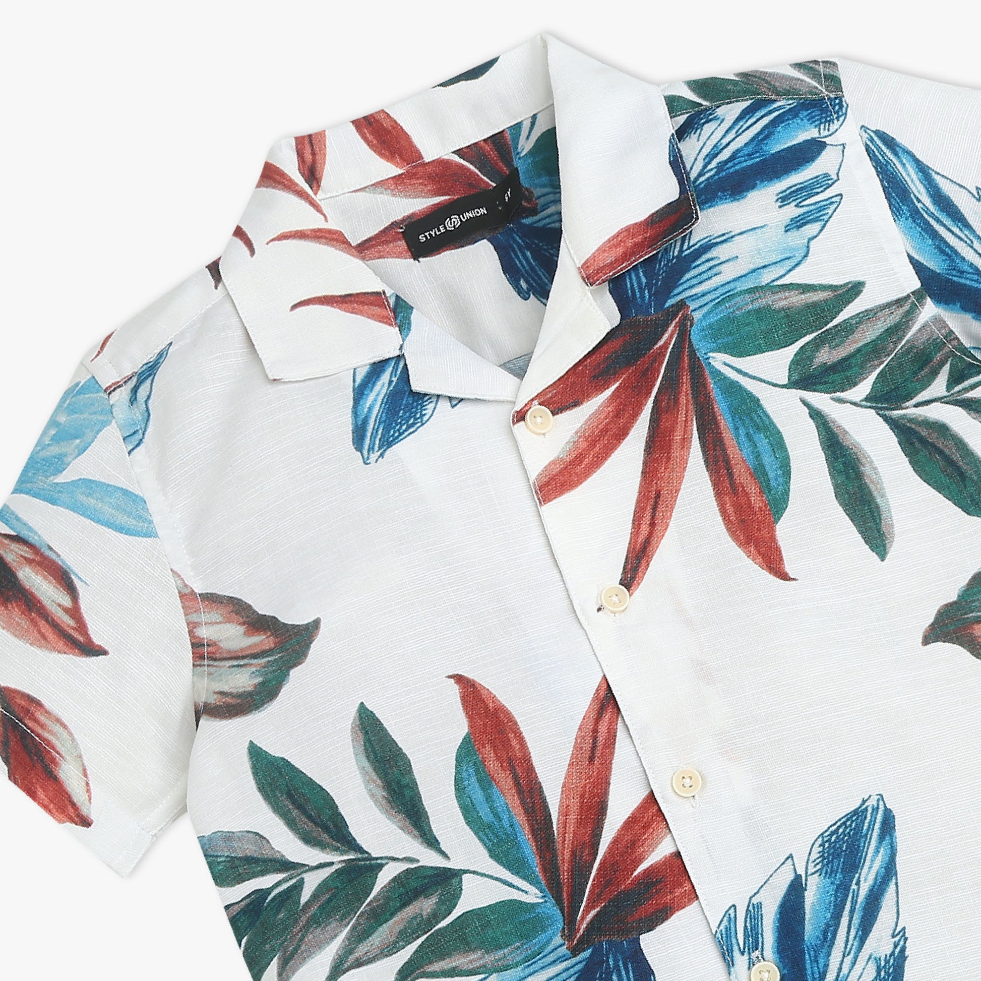 Boys Camp Collar Full Length Printed Shirt