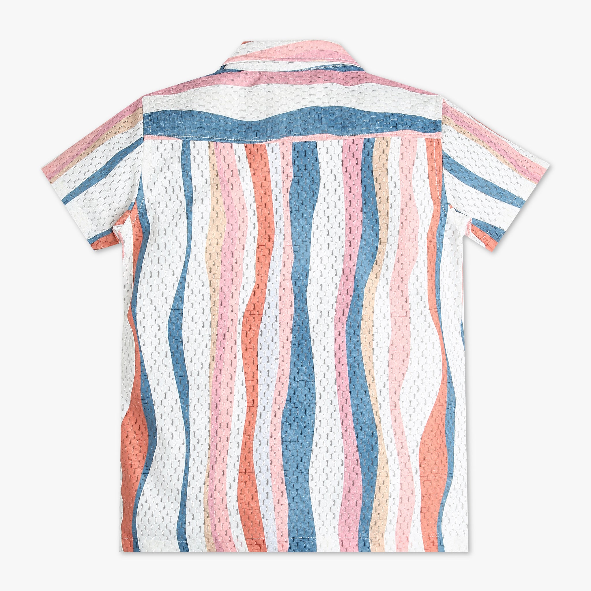 Boys Regular Fit Striped Camp Collar Half Sleeve Shirt