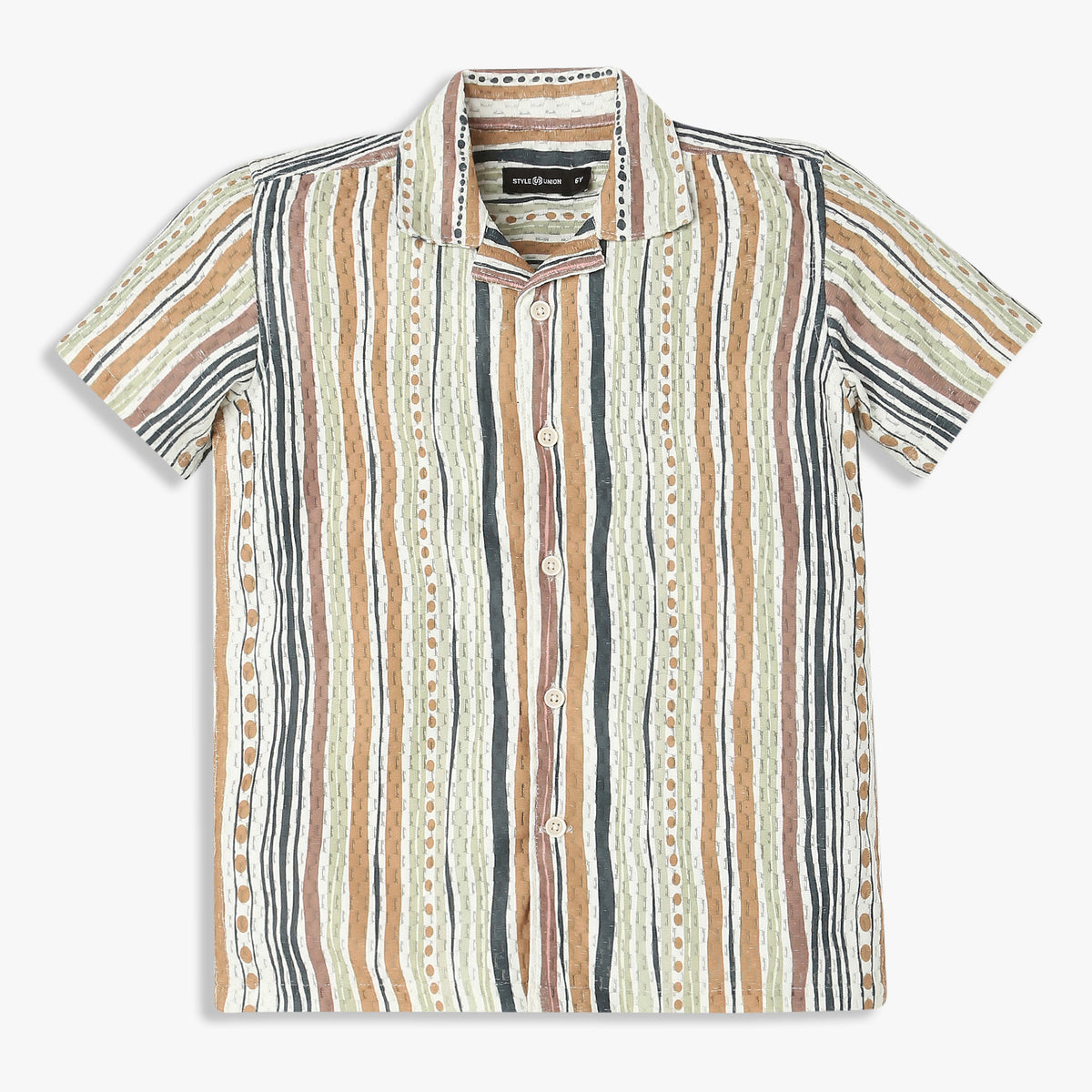 Order Now Boys Print Camp Collar Regular Fit Casual Wear Shirt by Style Union