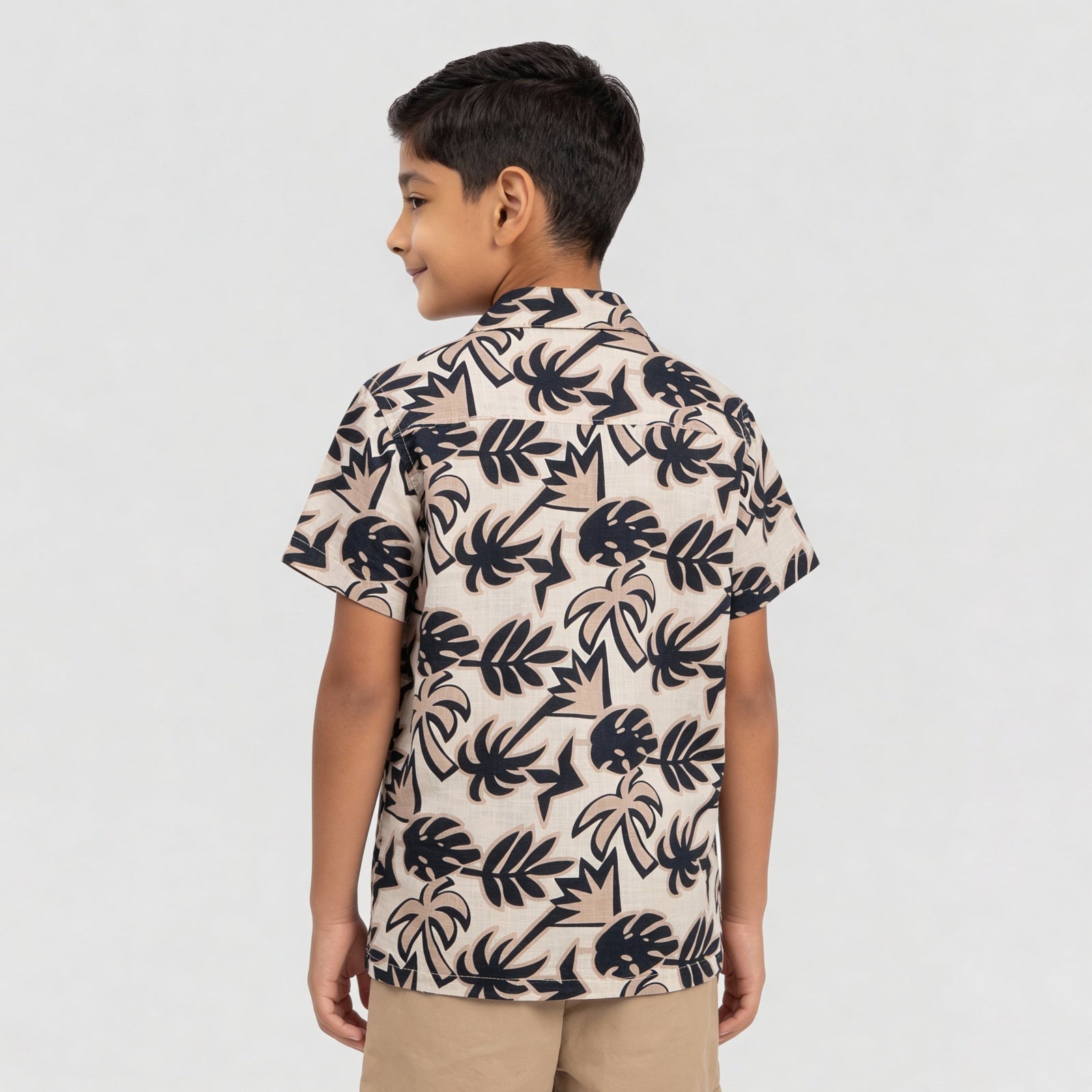 Boys Printed Camp Collar Shirt