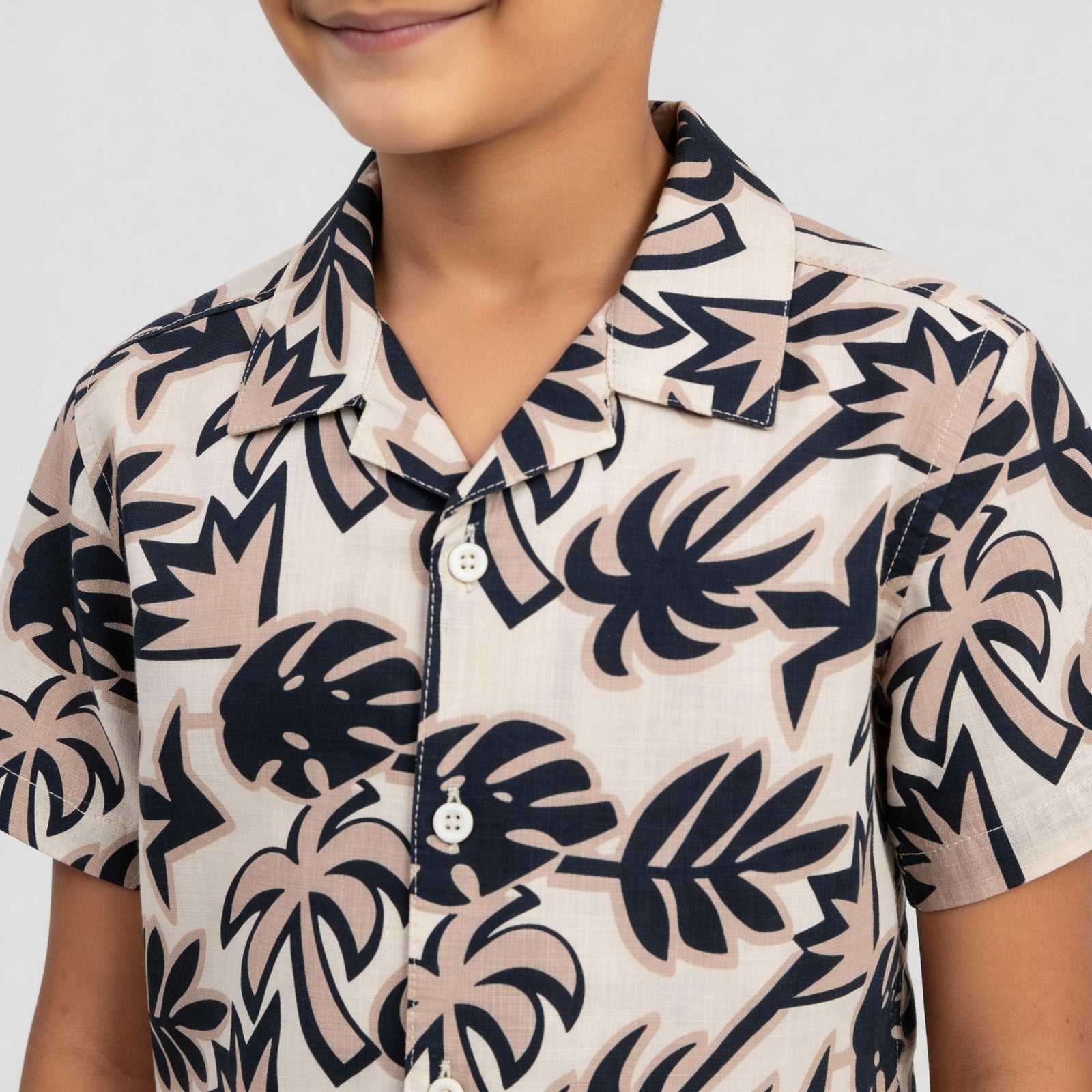 Boys Printed Camp Collar Shirt