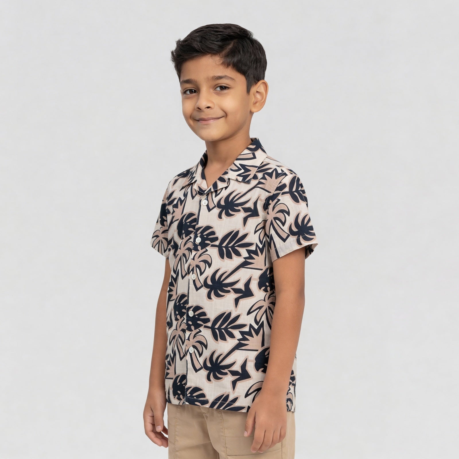 Boys Printed Camp Collar Shirt