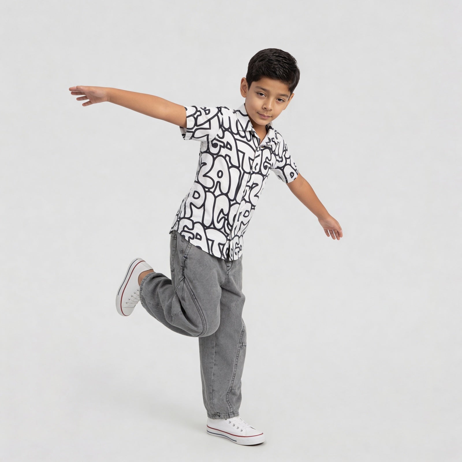 Boys Printed Camp Collar Shirt