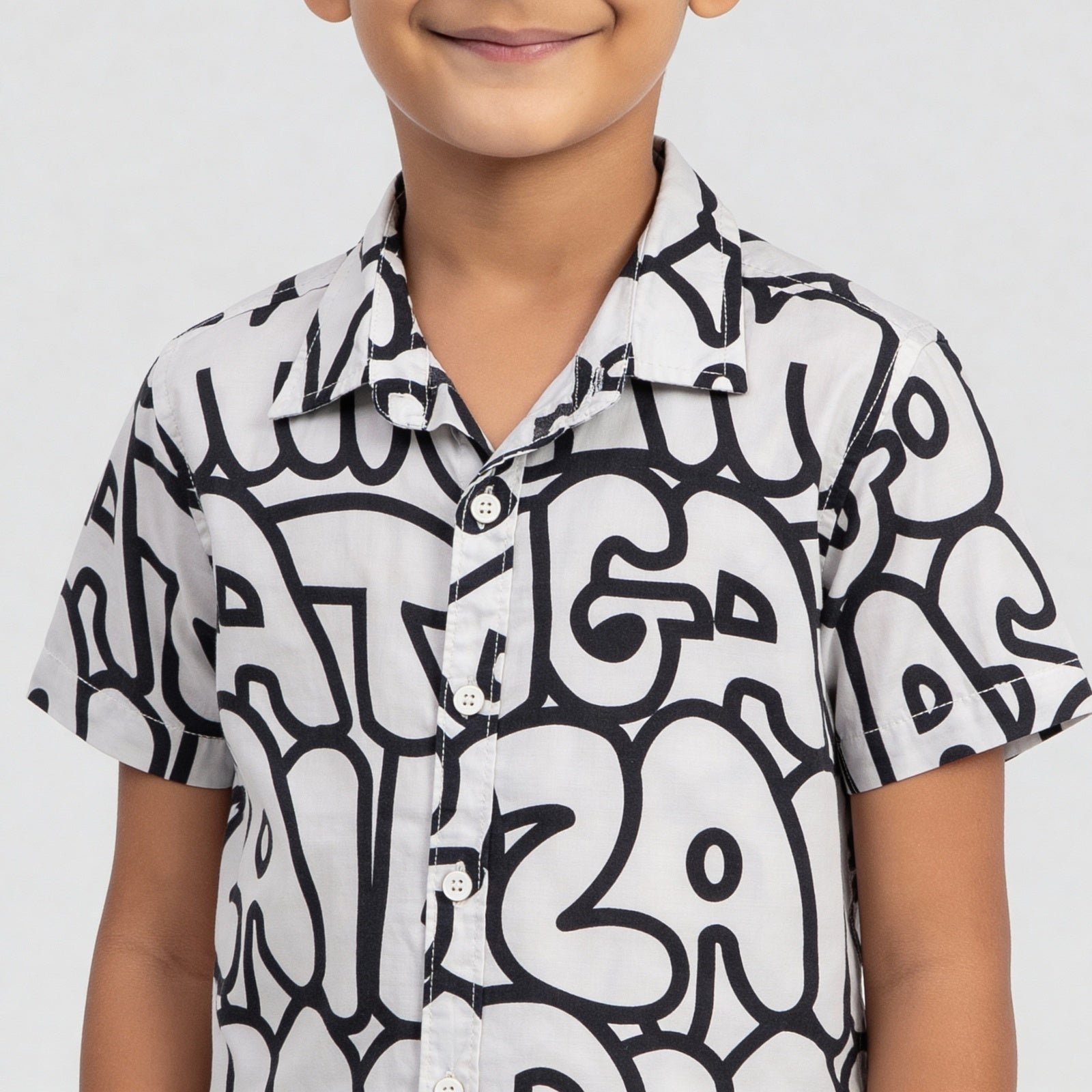 Boys Printed Camp Collar Shirt