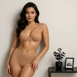 Full Coverage Padded Non Wired Nylon Spandex Tshirt Bra