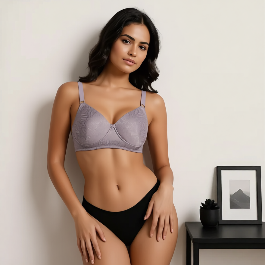 Full Coverage Plain Underwire Lace Bra