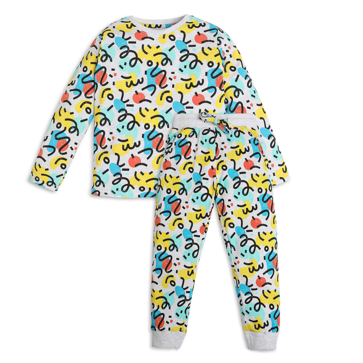 Boys Regular Fit Printed T-Shirt with Trackpant Sleepwear Set