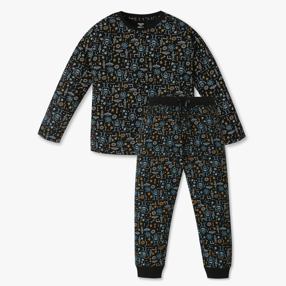 Boys Printed T-Shirt with Trackpant Sleepwear Set