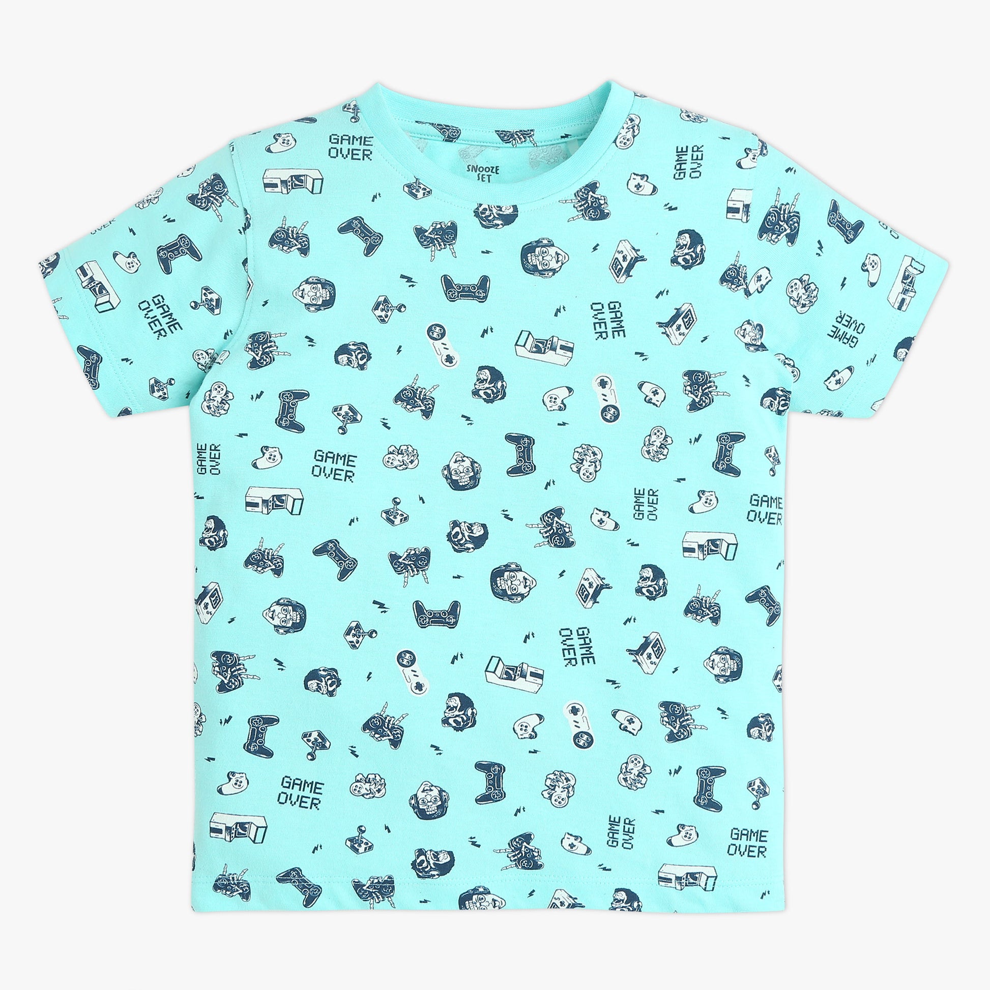 Boys Crew Neck Full Length Sleeve All Over Printed Sleepwear Set