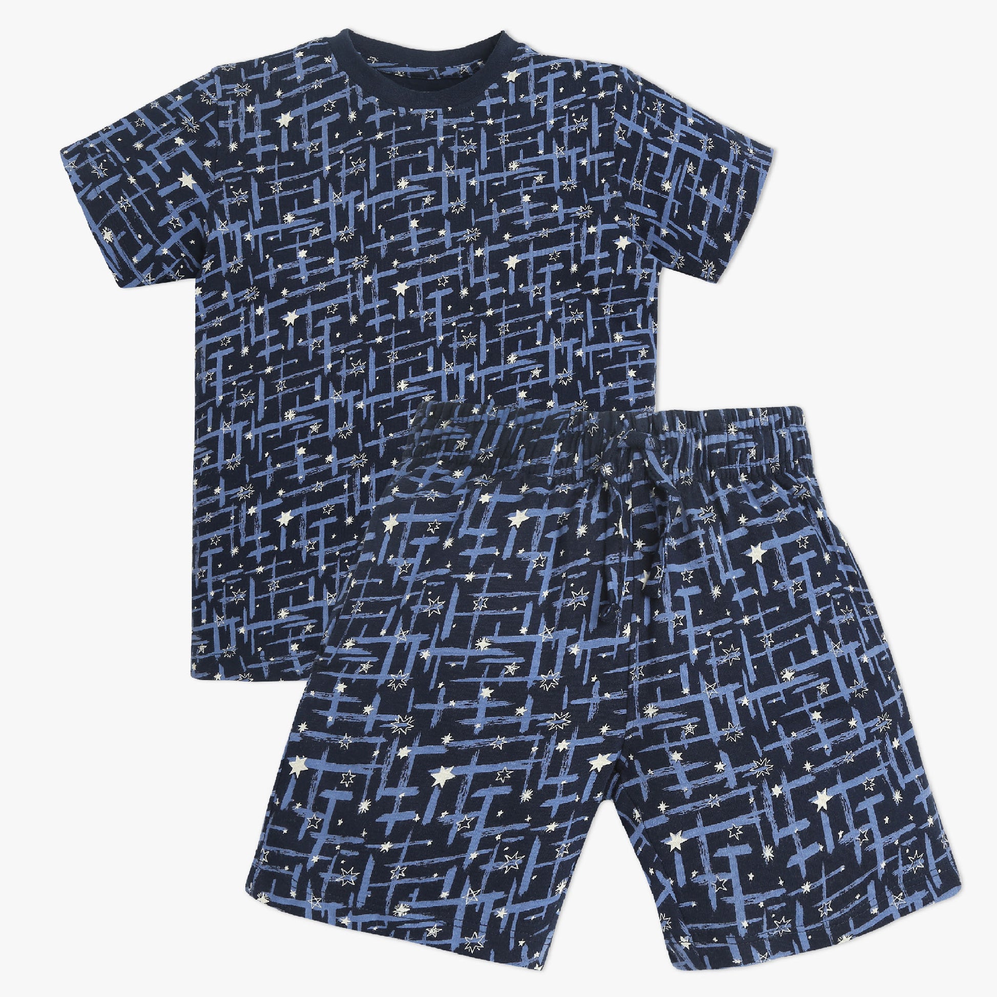 Boys Crew Neck Full Length Sleeve All Over Printed Sleepwear Set