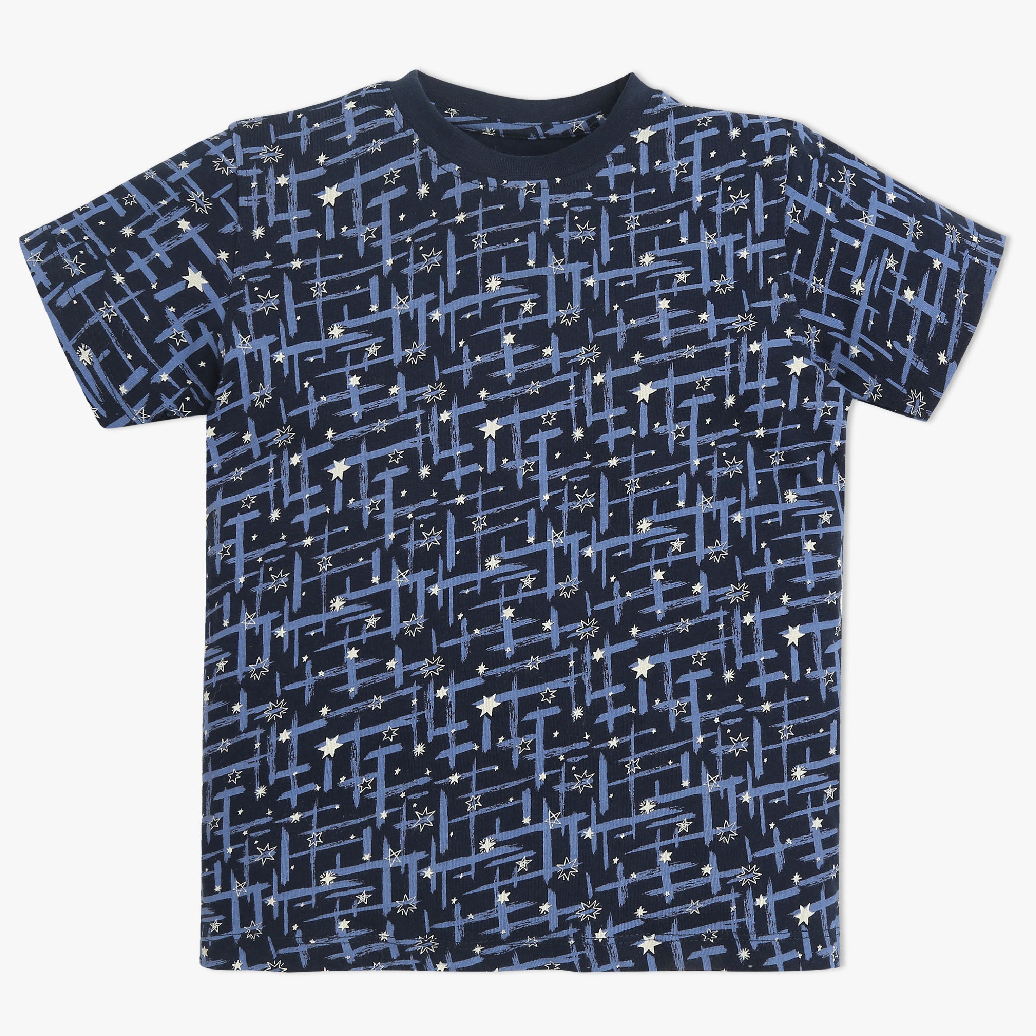 Boys Crew Neck Full Length Sleeve All Over Printed Sleepwear Set