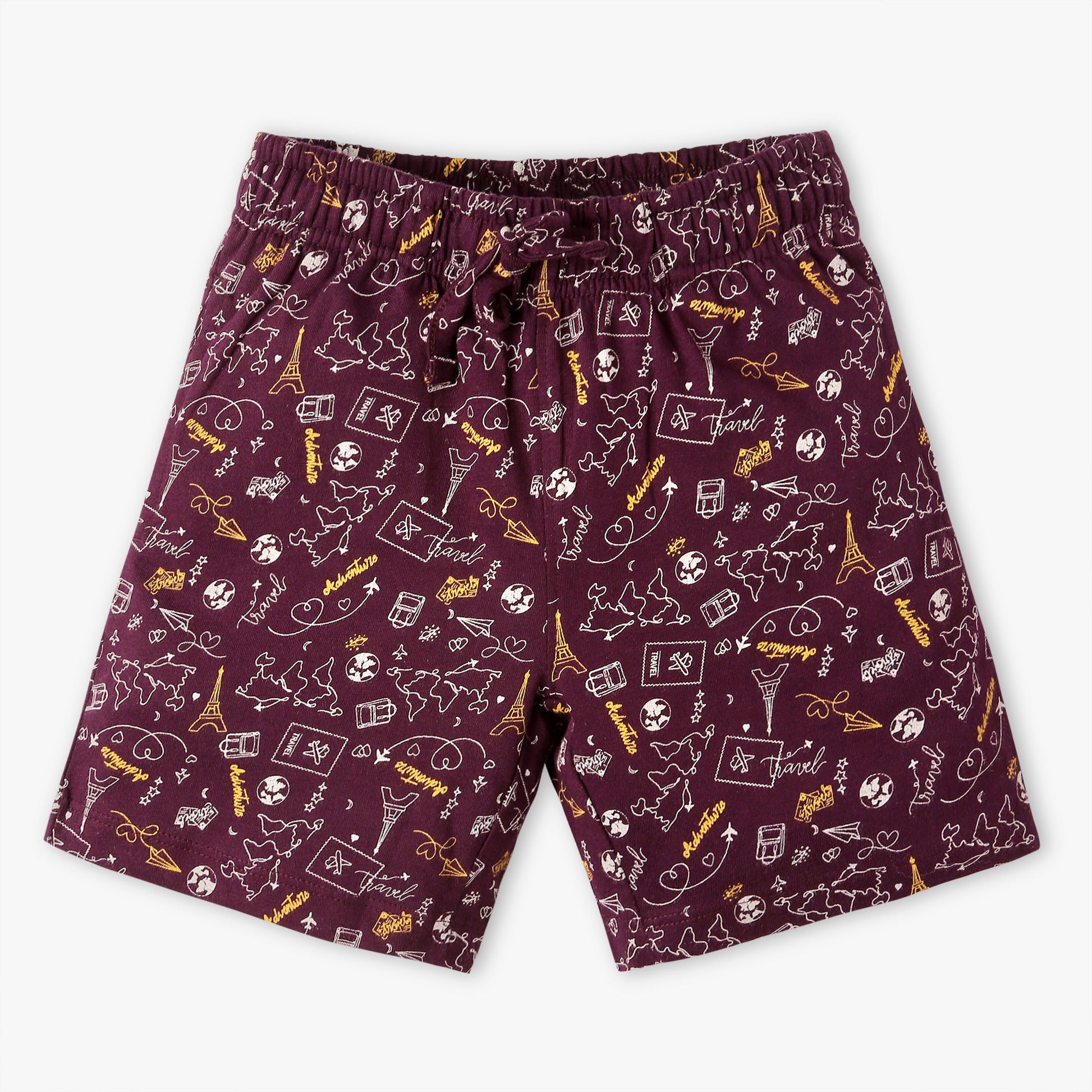 Boys Regular Fit All Over Print Crew Neck T-Shirt with Short Sleepwear Set