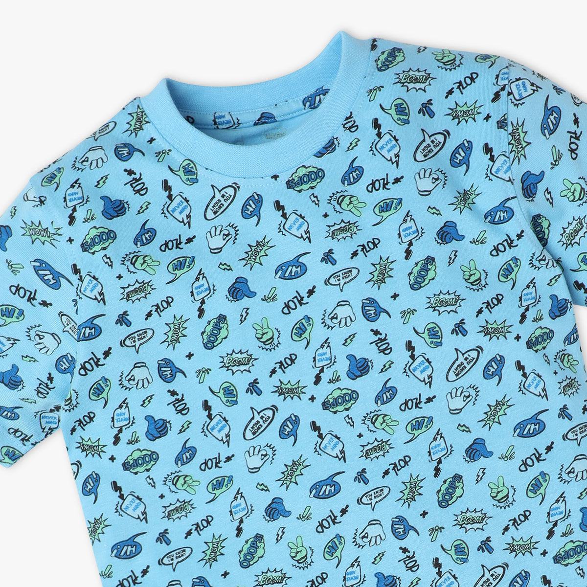 Boys Regular Fit All Over Print Crew Neck Full Sleeve T-Shirt with Trackpant Sleepwear Set