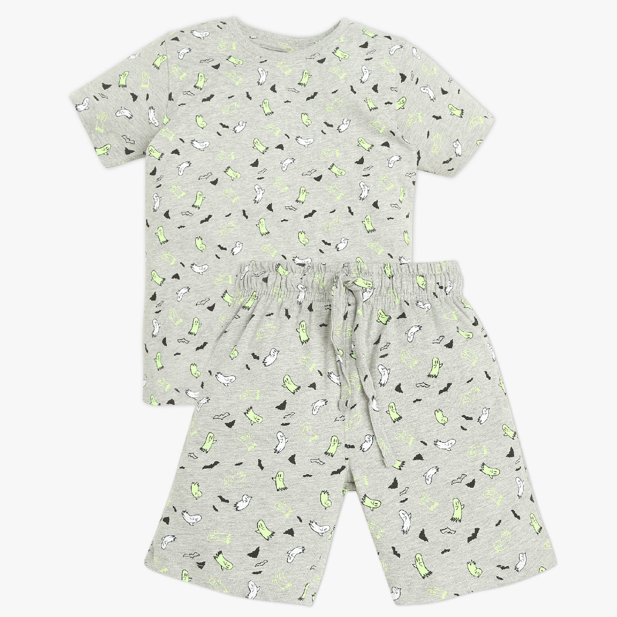 Boys Crew Neck Full Length Sleeve All Over Printed Sleepwear Set