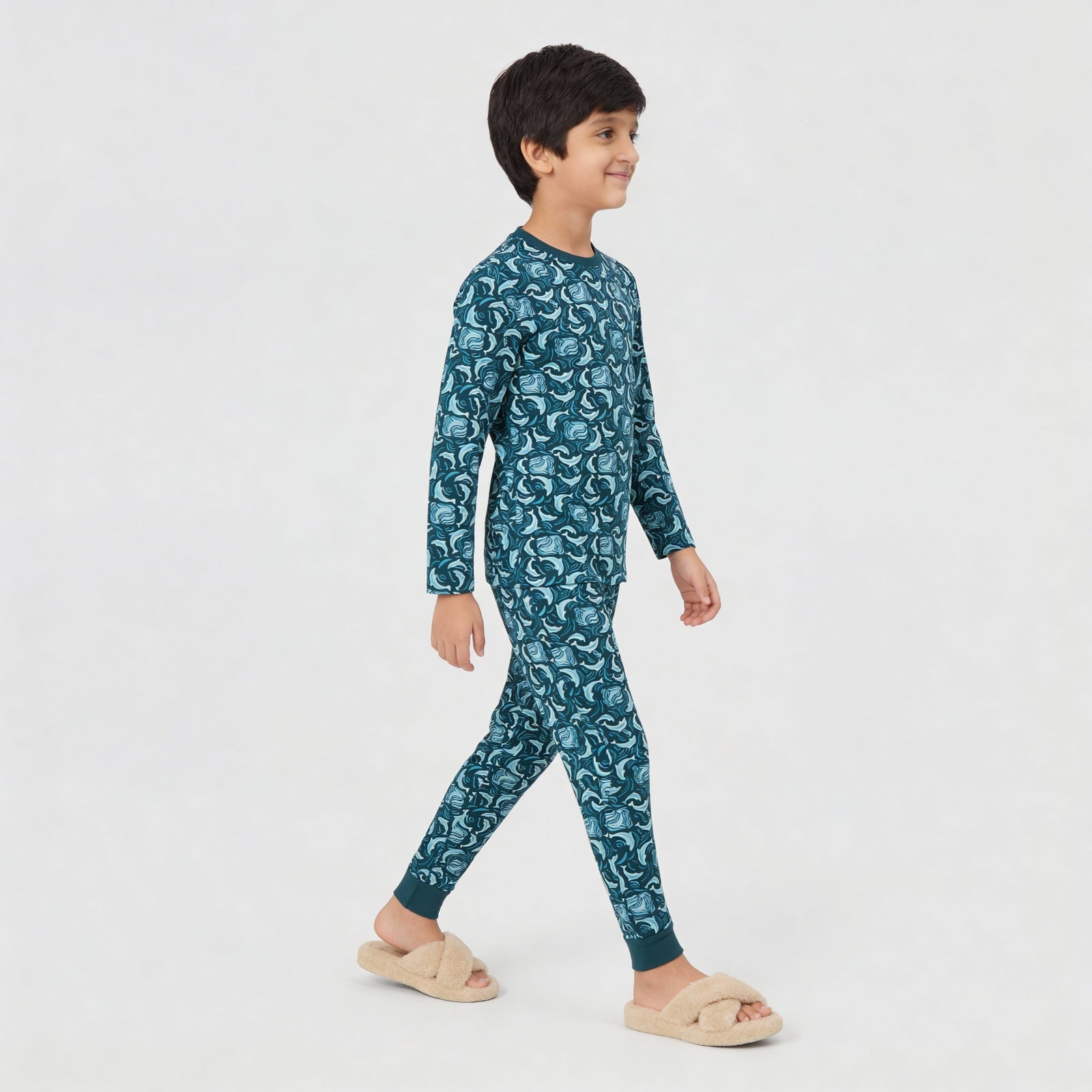 Cotton Printed Full Sleeve T-Shirt with Track Pant Sleepwear Set