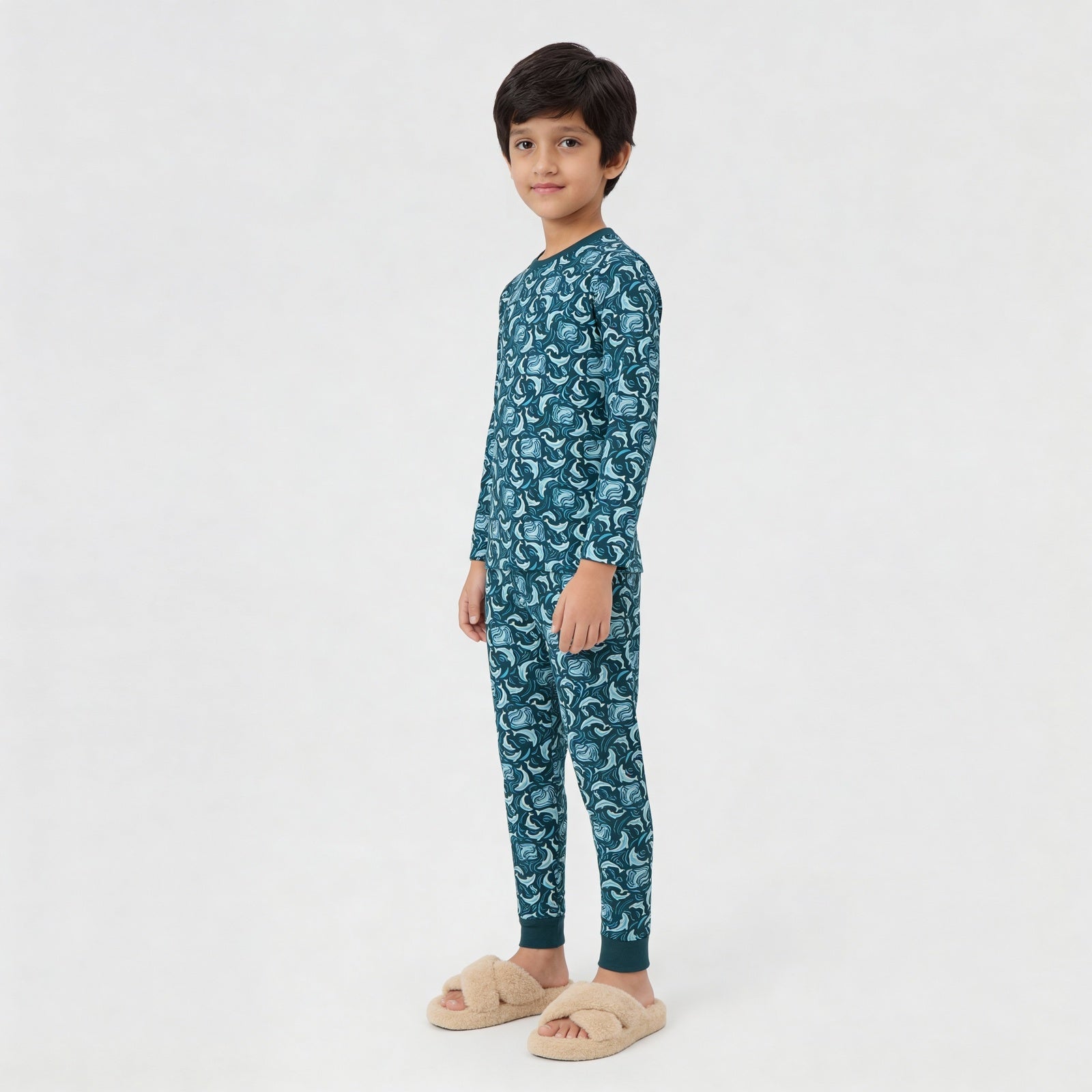 Cotton Printed Full Sleeve T-Shirt with Track Pant Sleepwear Set
