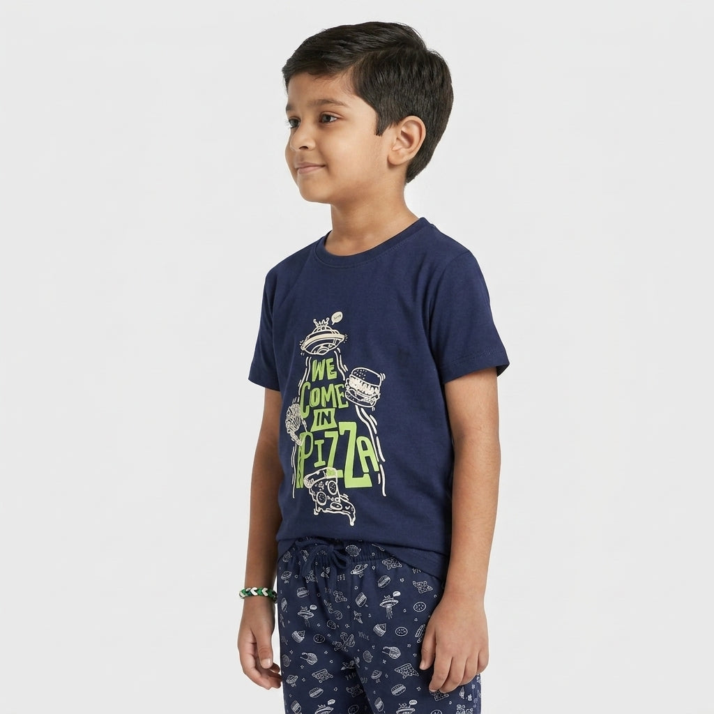 Boys Cotton Printed T-Shirt with Short Sleepwear Set