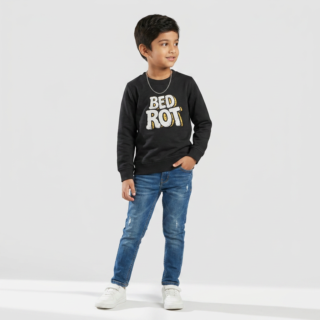 Boys Printed Slogan Sweat Tee