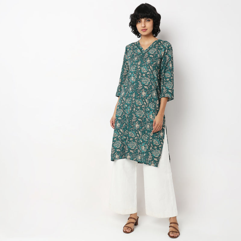 Straight Fit Printed Kurta