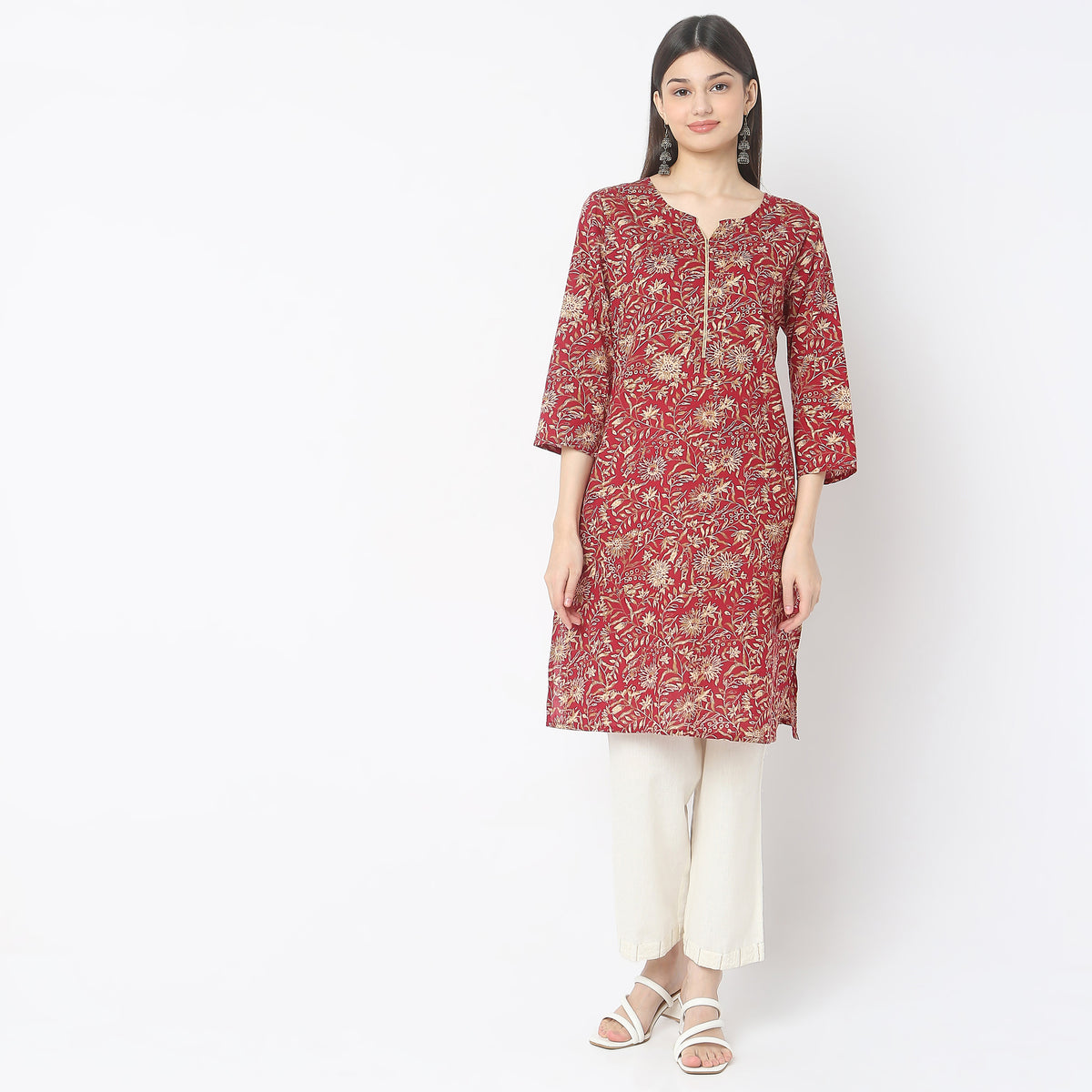 Straight Fit Floral Kurta