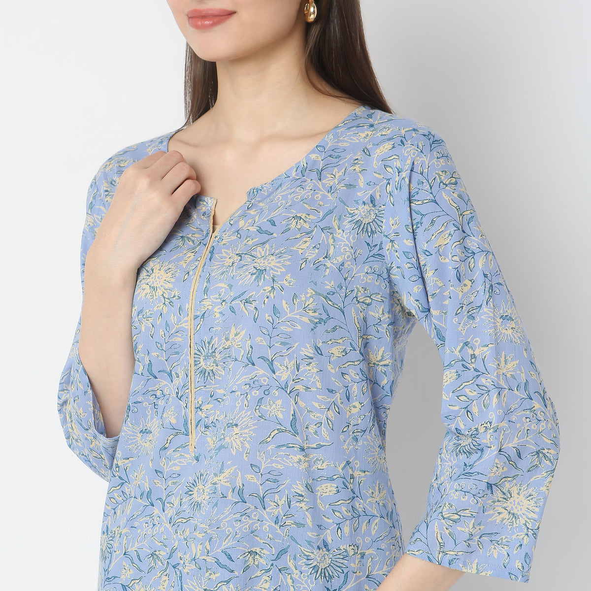 Straight Fit Floral Kurta