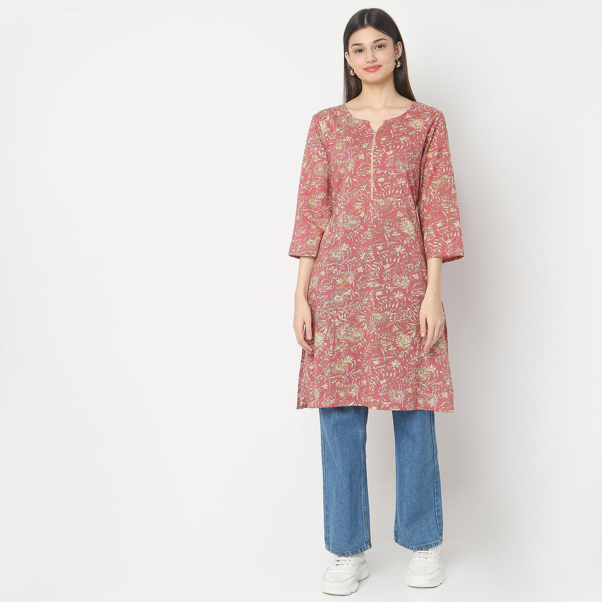 Straight Fit Floral Kurta