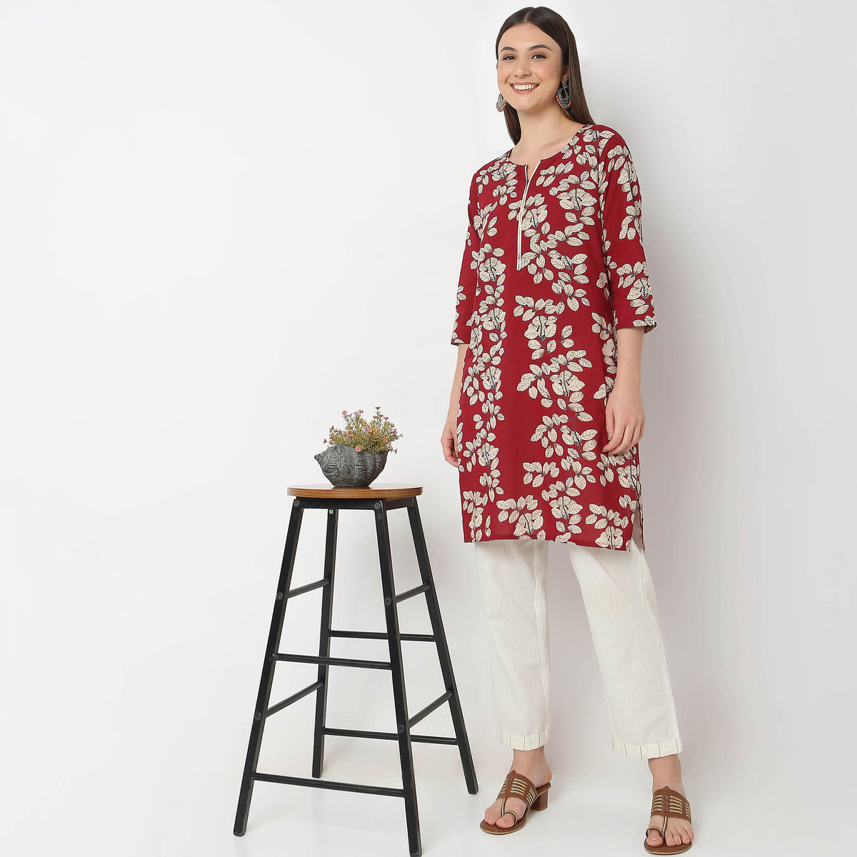 Straight Fit Floral Kurta