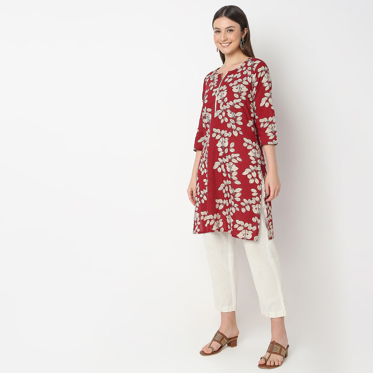 Straight Fit Floral Kurta