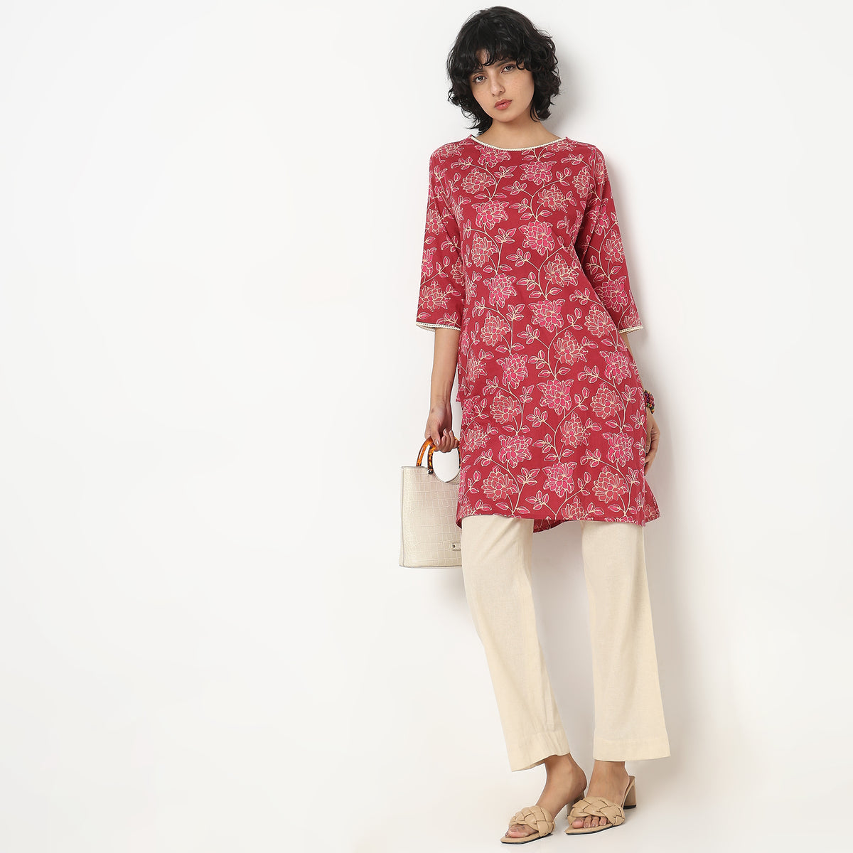 Straight Fit Floral Kurta