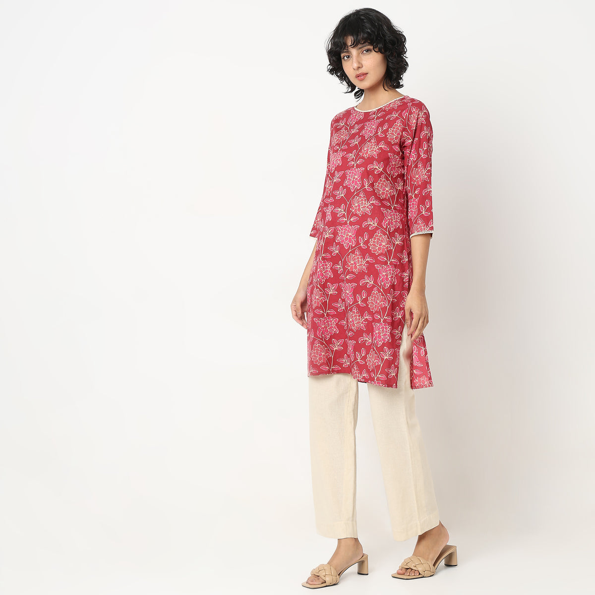 Straight Fit Floral Kurta