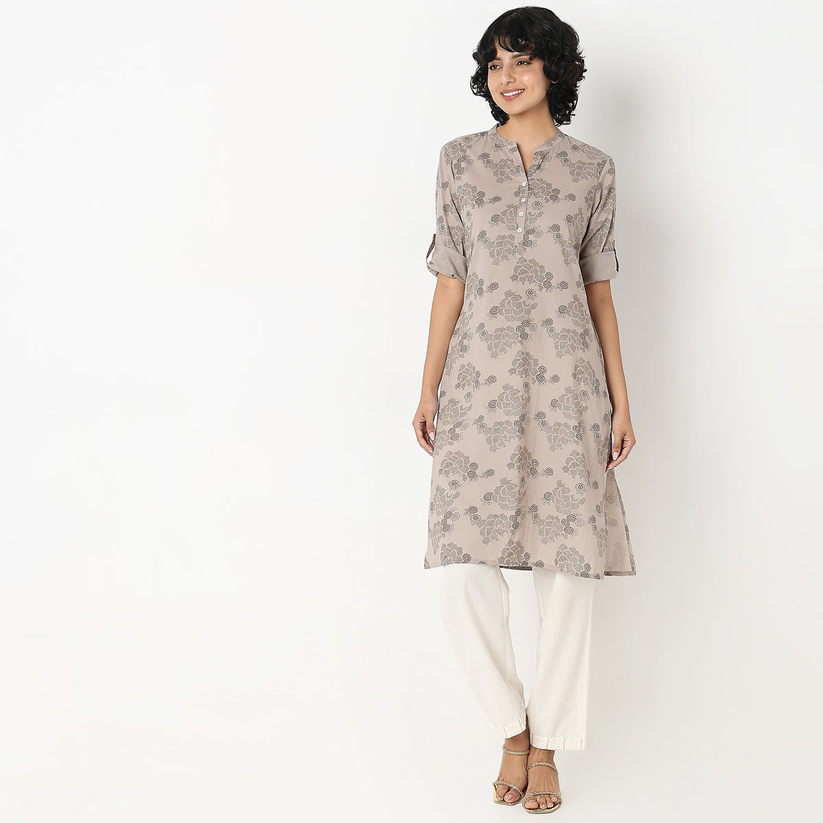 Straight Fit Floral Kurta