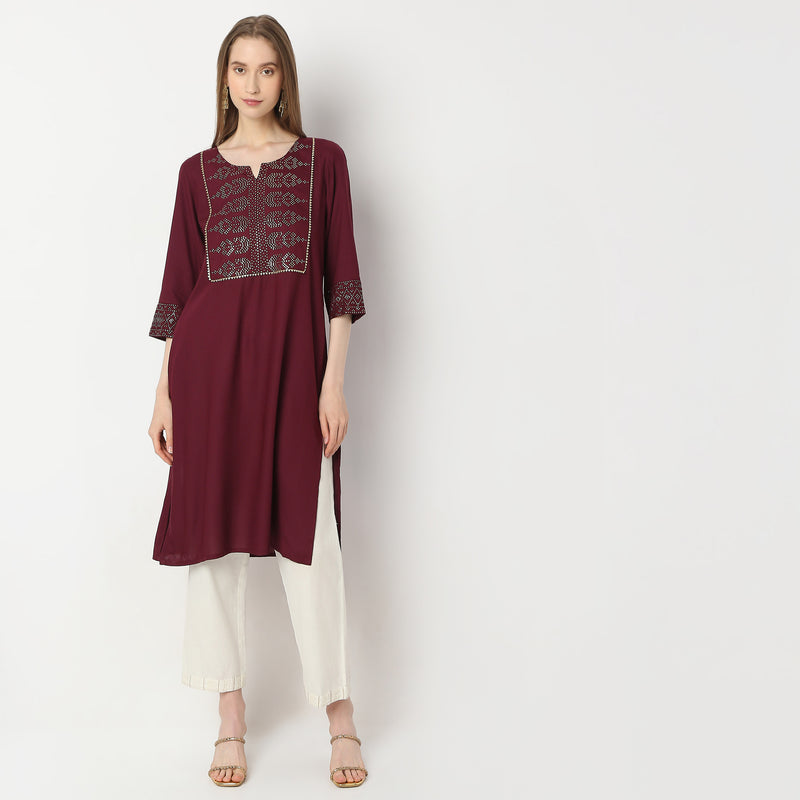 Straight Fit Solid Kurta