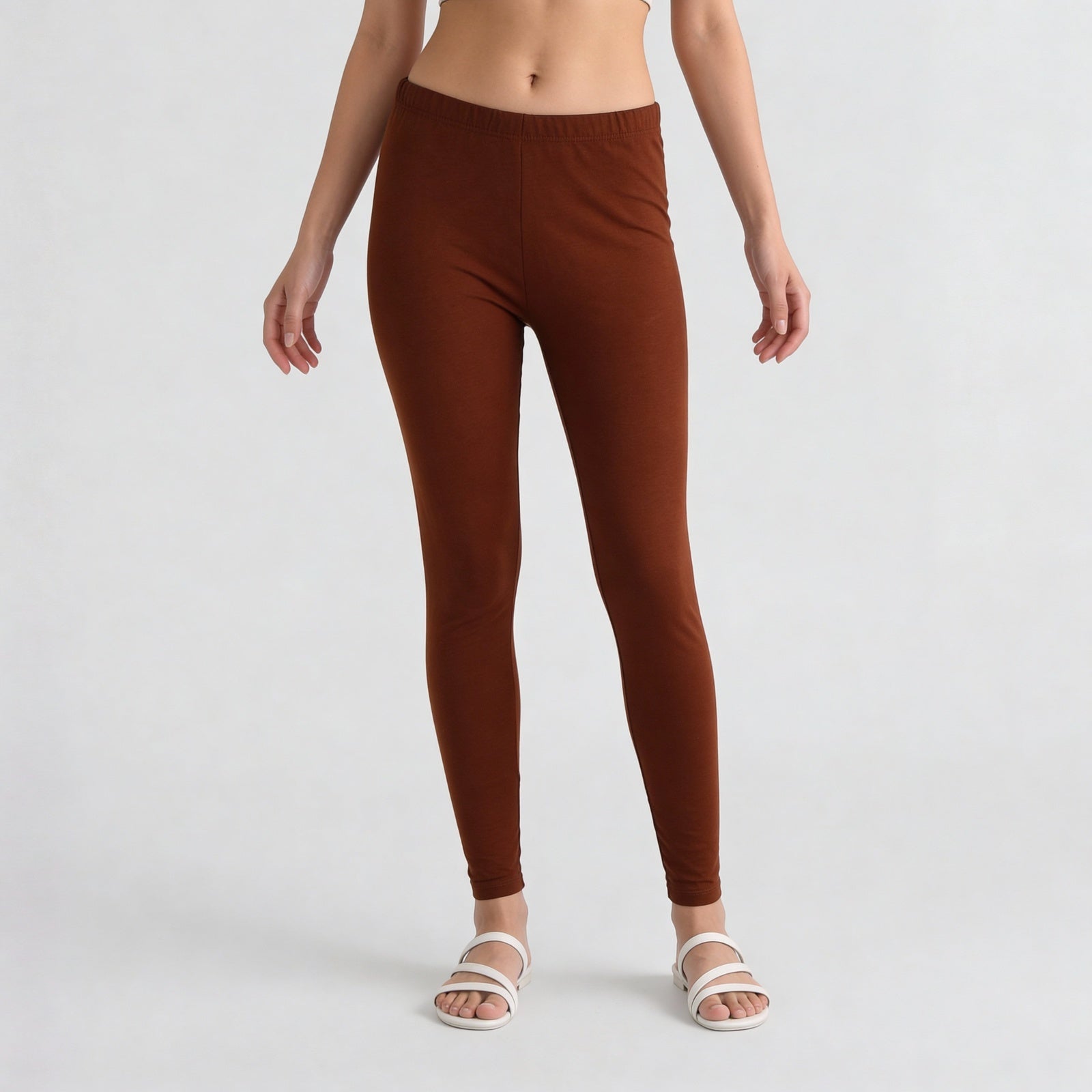 Cotton Elastane Solid Ankle Length Legging