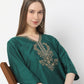 Embroidered Below Knee V-Neck Straight Fit Table Kurta