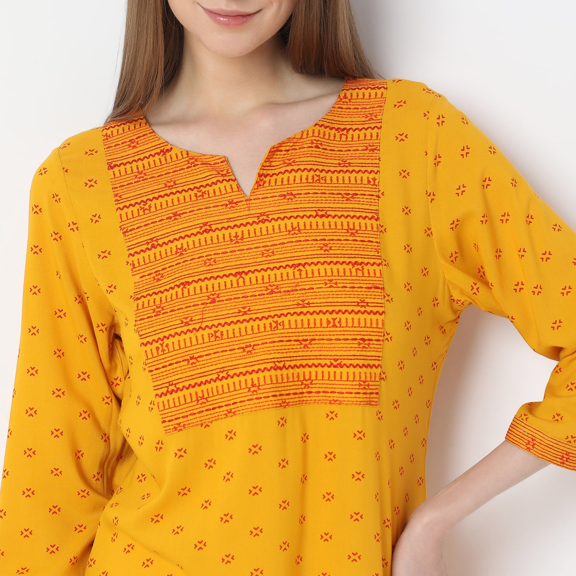 Printed Below Knee Straight Fit Table Kurta