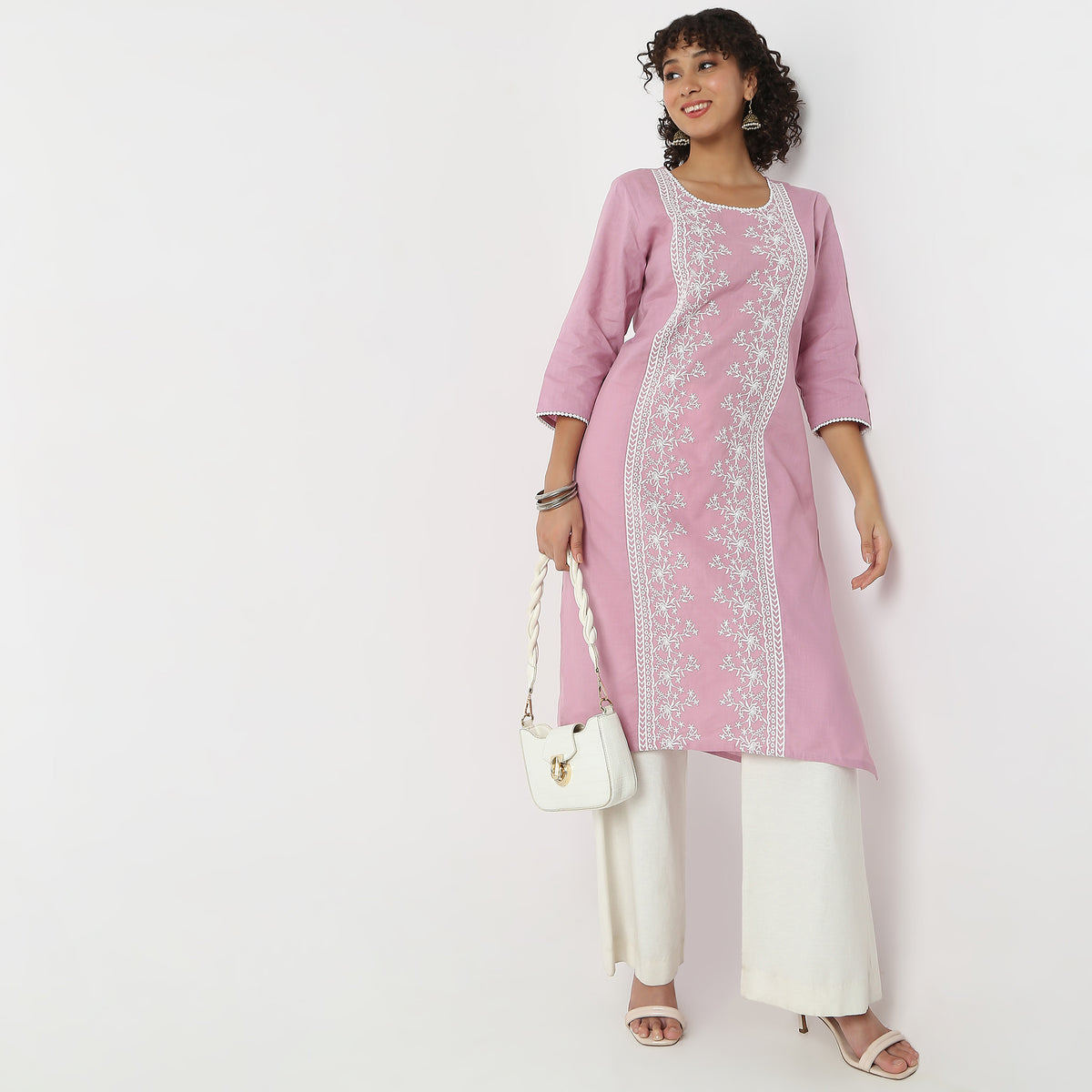 Straight Fit Embroidered U-Neck Kurta