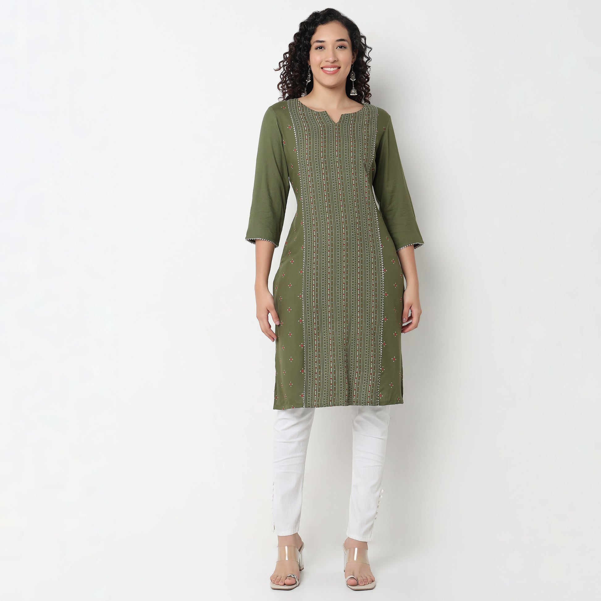 Printed Below Knee Straight Fit Table Kurta