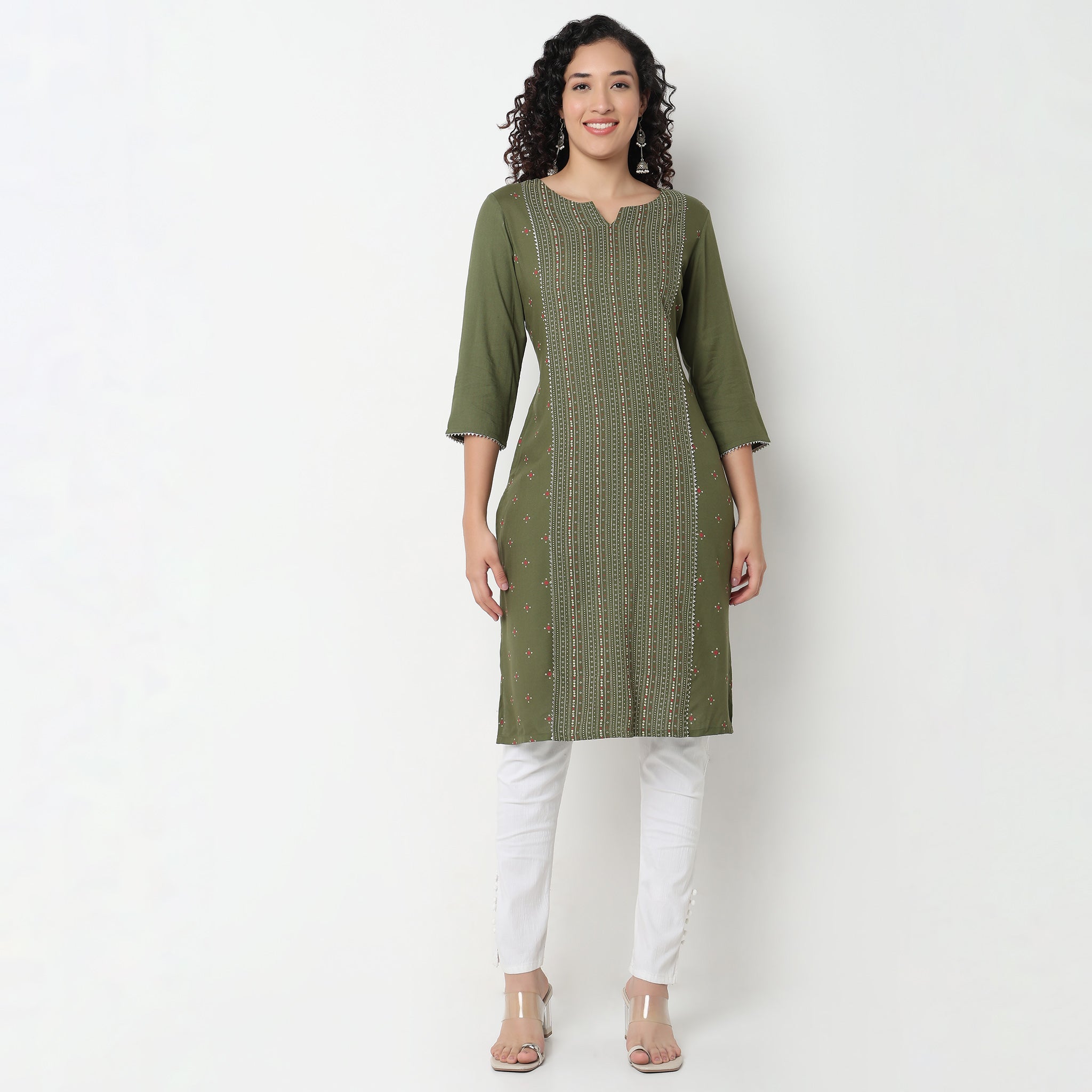 Printed Below Knee Straight Fit Table Kurta