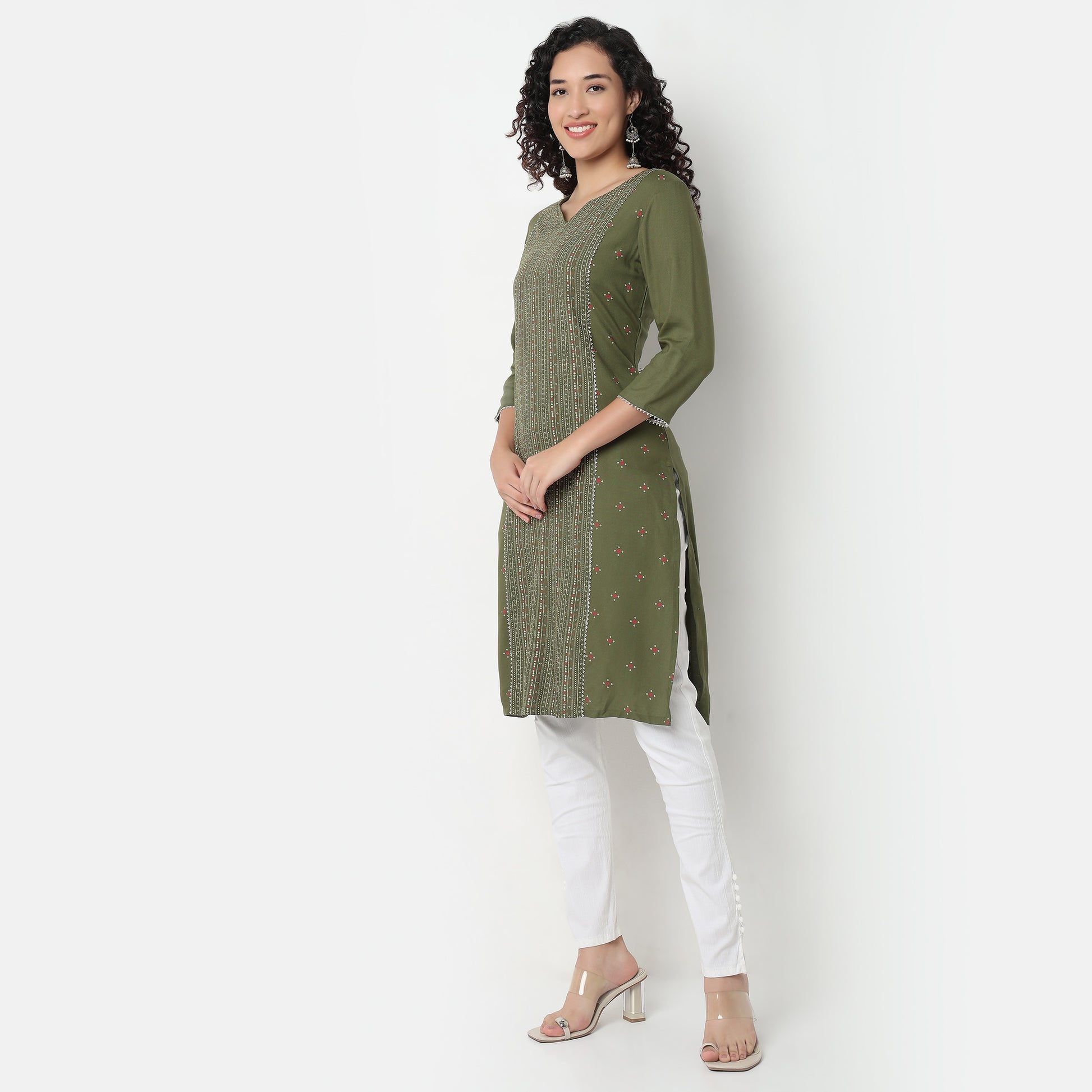 Printed Below Knee Straight Fit Table Kurta