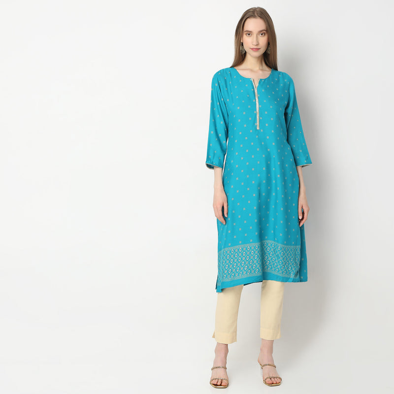 Straight Fit Printed Kurta