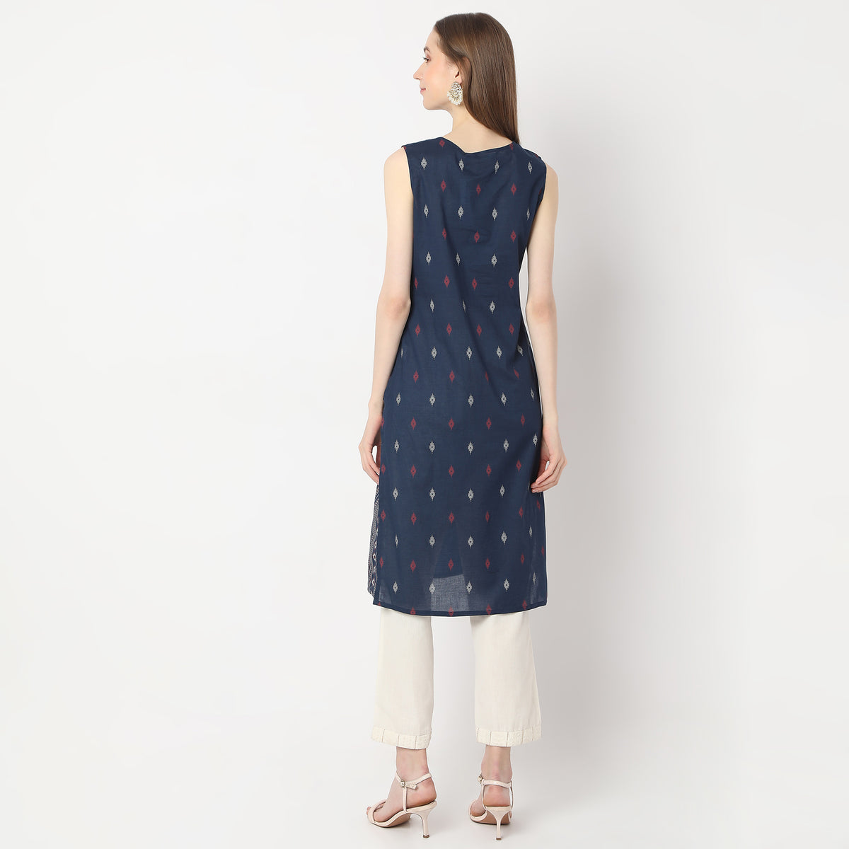 Straight Fit Printed Below Knee Sleeveless Table Kurta