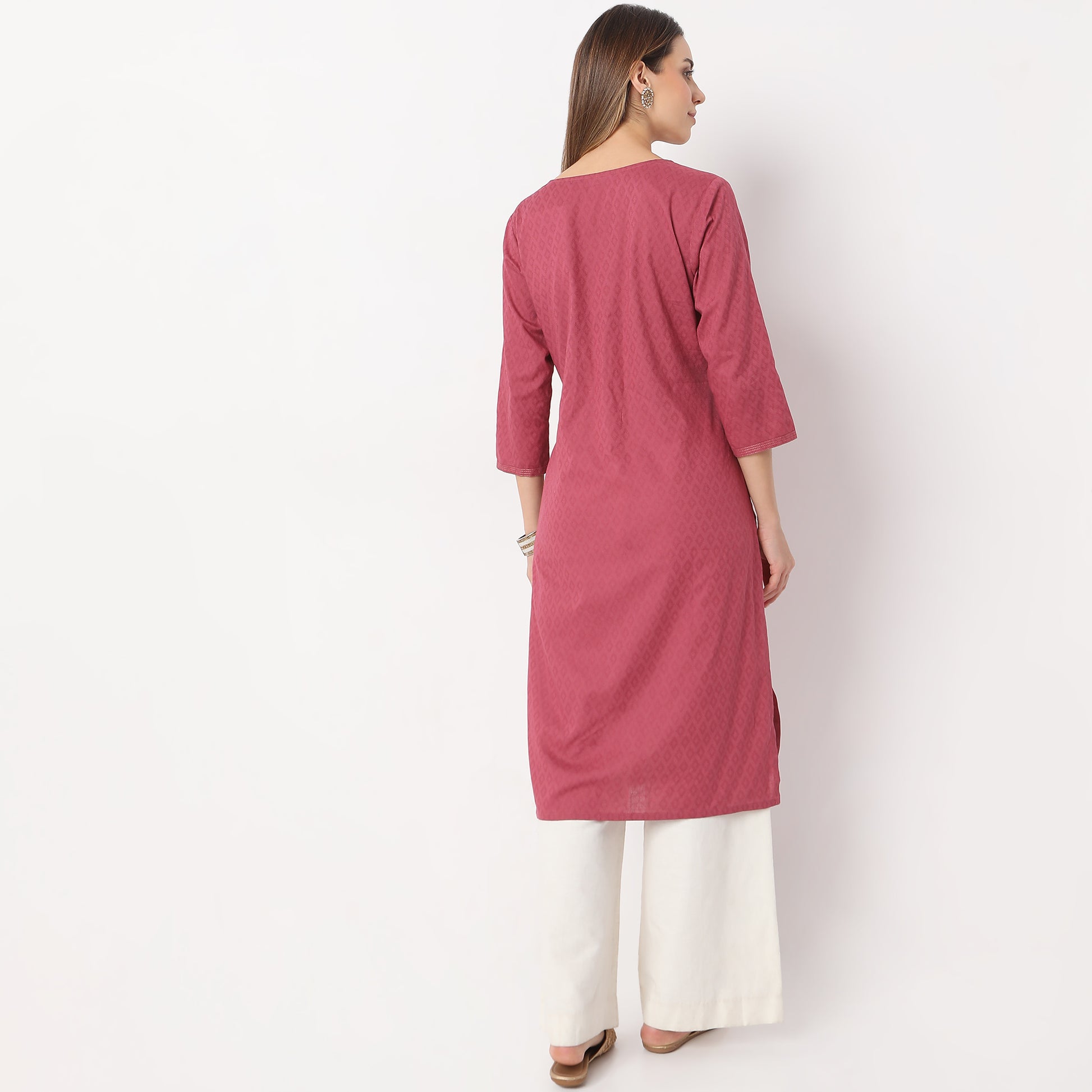 Embroidered Below Knee Length Straight Table Kurta