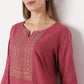 Embroidered Below Knee Length Straight Table Kurta
