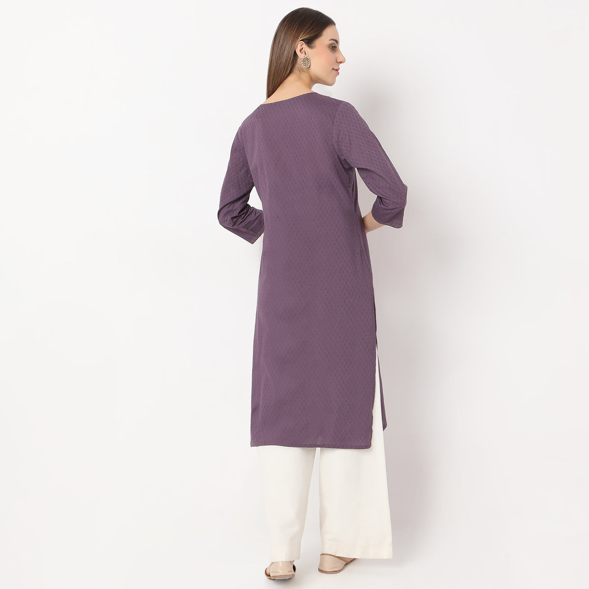 Embroidered Below Knee Length Straight Table Kurta