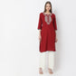 Embroidered Below Knee Length Straight Table Kurta