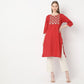 Embroidered Below Knee Straight Table Kurta