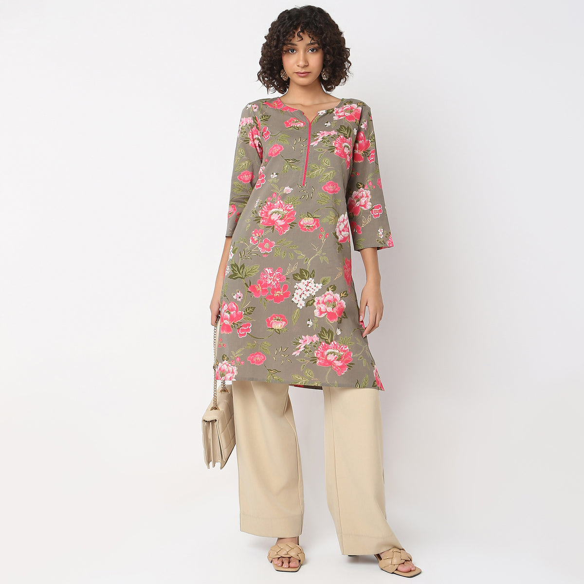 Straight Fit Floral Kurta