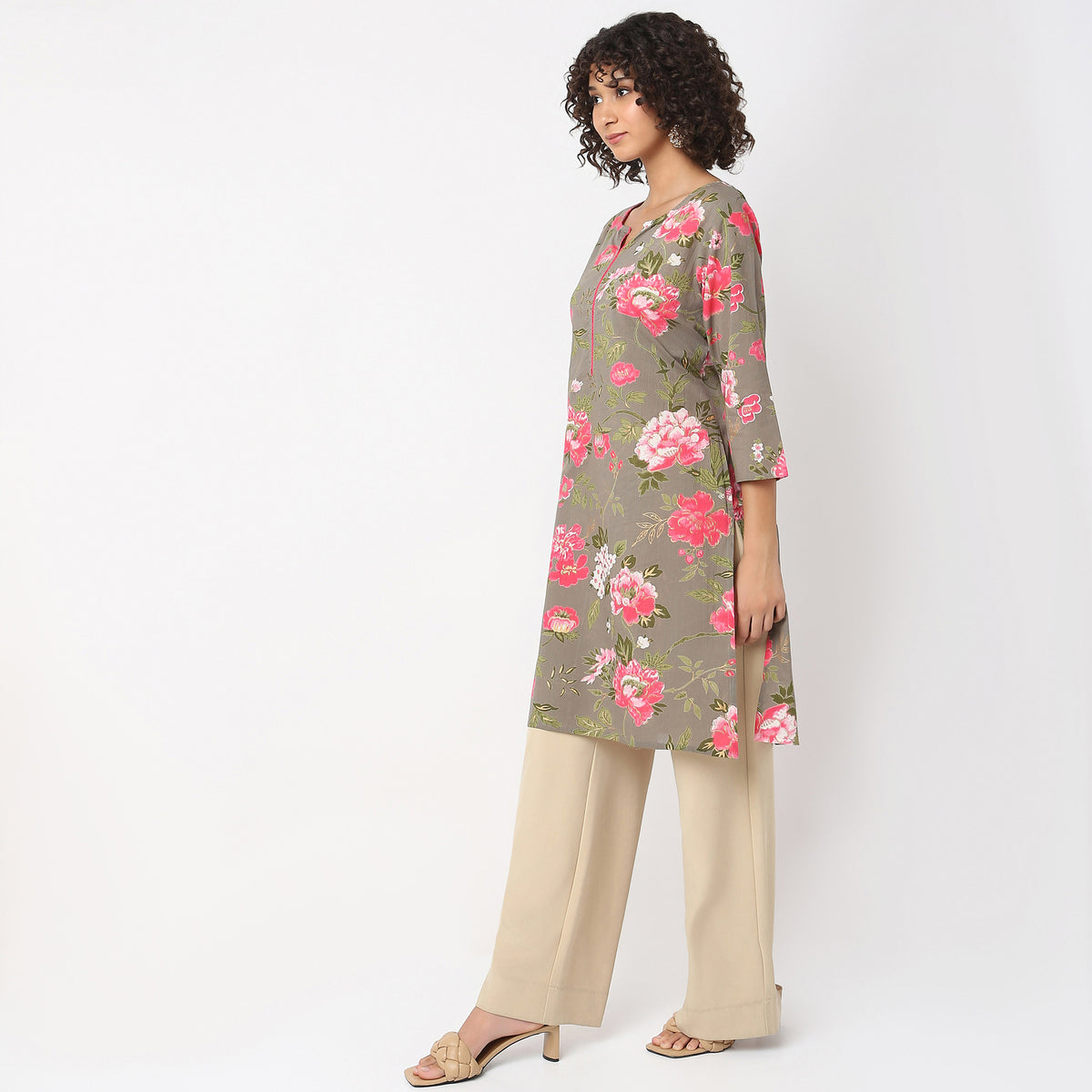 Straight Fit Floral Kurta