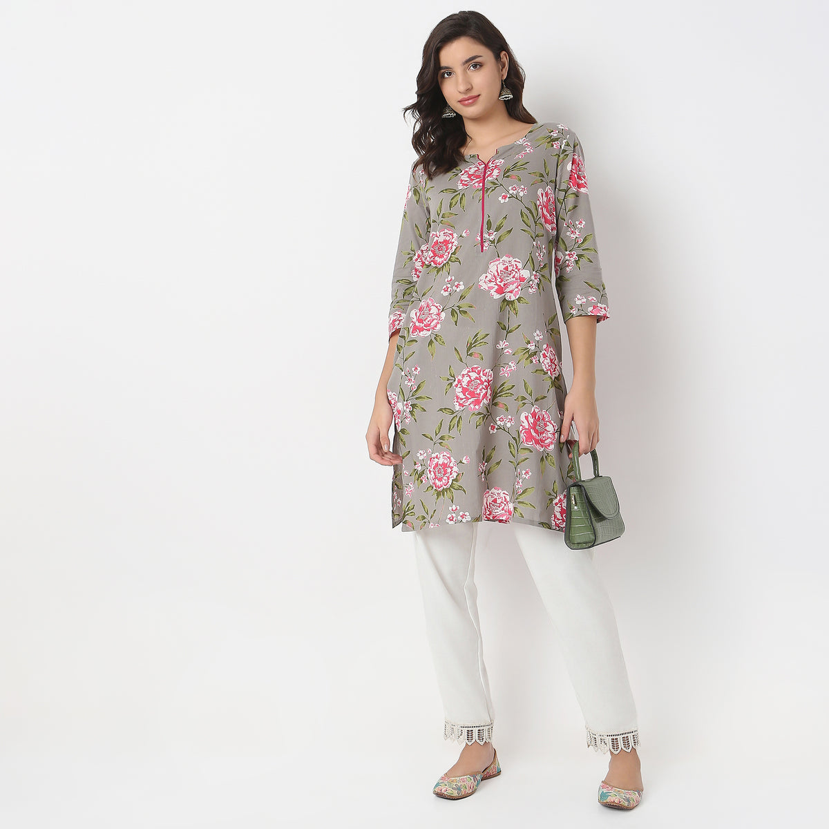 Straight Fit Floral Kurta