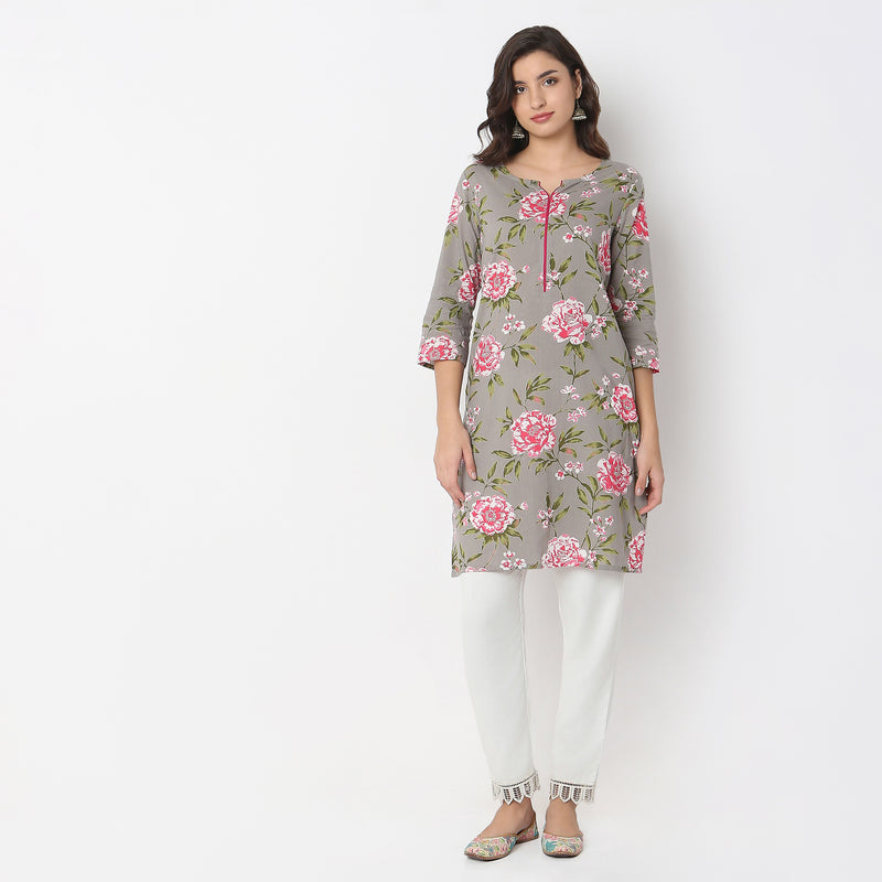 Straight Fit Floral Kurta